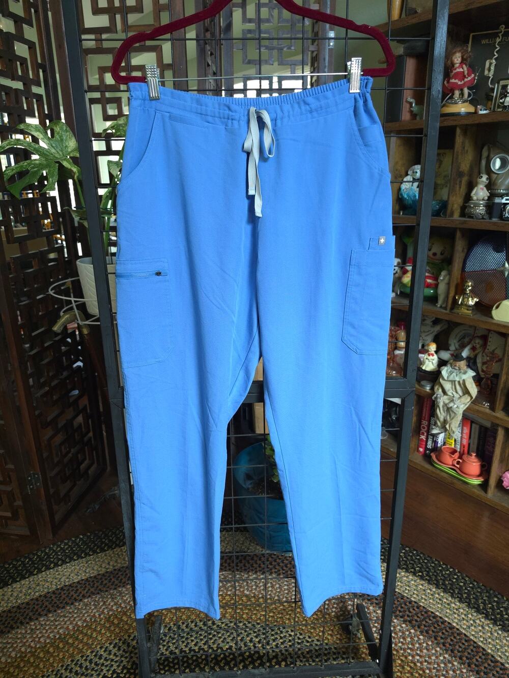 FIGS Yola Skinny Scrub Pants Ceil Blue Size Large